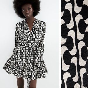 Zara Black White Pattern Dress
